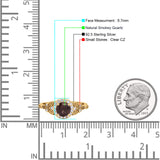 Halo Vintage Style Round Natural Smoky Quartz Engagement Ring