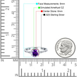 Halo Round Engagement Ring Cubic Zirconia 925 Sterling Silver