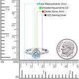 Halo Round Engagement Ring Cubic Zirconia 925 Sterling Silver