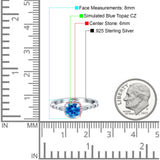 Halo Round Engagement Ring Cubic Zirconia 925 Sterling Silver