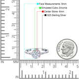 Halo Round Engagement Ring Cubic Zirconia 925 Sterling Silver