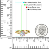 Halo Round Engagement Ring Cubic Zirconia 925 Sterling Silver