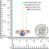 Halo Round Engagement Ring Cubic Zirconia 925 Sterling Silver