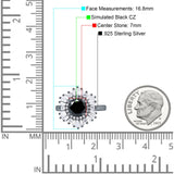 Floral Art Deco Round Engagement Ring Simulated Cubic Zirconia 925 Sterling Silver