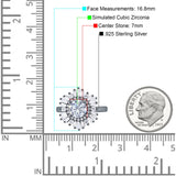 Floral Art Deco Round Engagement Ring Simulated Cubic Zirconia 925 Sterling Silver