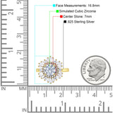 Floral Art Deco Round Engagement Ring Simulated Cubic Zirconia 925 Sterling Silver