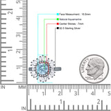 Floral Art Deco Round Natural Aquamarine Halo Engagement Ring