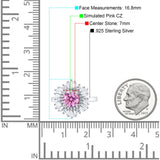 Floral Art Deco Round Engagement Ring Simulated Cubic Zirconia 925 Sterling Silver