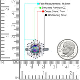 Floral Art Deco Round Engagement Ring Simulated Cubic Zirconia 925 Sterling Silver