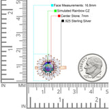 Floral Art Deco Round Engagement Ring Simulated Cubic Zirconia 925 Sterling Silver