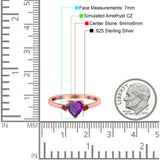 Art Deco Heart Three Stone Wedding Bridal Ring Ruby Simulated Cubic Zirconia 925 Sterling Silver