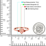 Art Deco Heart Three Stone Wedding Bridal Ring Ruby Simulated Cubic Zirconia 925 Sterling Silver