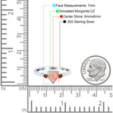 Art Deco Heart Three Stone Wedding Bridal Ring Ruby Simulated Cubic Zirconia 925 Sterling Silver