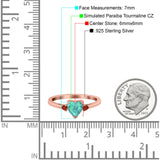 Art Deco Heart Three Stone Wedding Bridal Ring Ruby Simulated Cubic Zirconia 925 Sterling Silver
