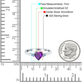 Art Deco Heart Three Stone Wedding Bridal Ring Aquamarine Simulated Cubic Zirconia 925 Sterling Silver