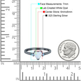 Art Deco Heart Three Stone Wedding Bridal Ring Aquamarine Simulated Cubic Zirconia 925 Sterling Silver