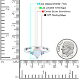 Art Deco Heart Three Stone Wedding Bridal Ring Aquamarine Simulated Cubic Zirconia 925 Sterling Silver