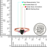 Art Deco Heart Three Stone Wedding Bridal Ring Pink Simulated Cubic Zirconia 925 Sterling Silver