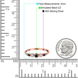 Half Eternity Band Round Simulated Black Cubic Zirconia 925 Sterling Silver (4mm)