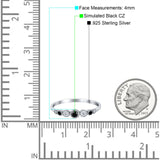 Half Eternity Band Round Simulated Black Cubic Zirconia 925 Sterling Silver (4mm)