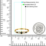 Half Eternity Band Round Simulated Black Cubic Zirconia 925 Sterling Silver (4mm)