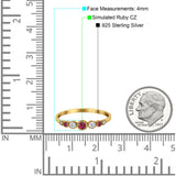 Half Eternity Band Round Simulated Ruby Cubic Zirconia 925 Sterling Silver (4mm)
