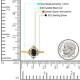 Art Deco Oval Wedding Bridal Ring Simulated Cubic Zirconia 925 Sterling Silver