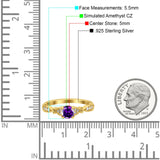 Heart Filigree Art Deco Wedding Bridal Ring Round Simulated Cubic Zirconia 925 Sterling Silver