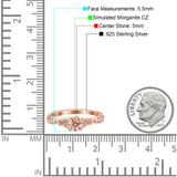 Heart Filigree Art Deco Wedding Bridal Ring Round Simulated Cubic Zirconia 925 Sterling Silver