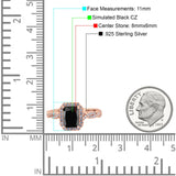 Art Deco Emerald Cut Infinity Wedding Bridal Ring Simulated Cubic Zirconia 925 Sterling Silver