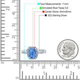 Art Deco Emerald Cut Infinity Wedding Bridal Ring Simulated Cubic Zirconia 925 Sterling Silver