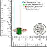 Art Deco Emerald Cut Infinity Wedding Bridal Ring Simulated Cubic Zirconia 925 Sterling Silver
