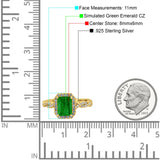 Art Deco Emerald Cut Infinity Wedding Bridal Ring Simulated Cubic Zirconia 925 Sterling Silver