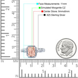 Art Deco Emerald Cut Infinity Wedding Bridal Ring Simulated Cubic Zirconia 925 Sterling Silver