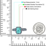 Art Deco Emerald Cut Infinity Wedding Bridal Ring Simulated Cubic Zirconia 925 Sterling Silver