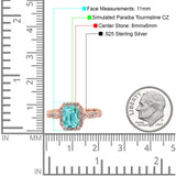 Art Deco Emerald Cut Infinity Wedding Bridal Ring Simulated Cubic Zirconia 925 Sterling Silver