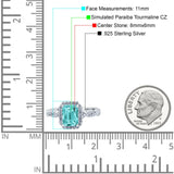 Art Deco Emerald Cut Infinity Wedding Bridal Ring Simulated Cubic Zirconia 925 Sterling Silver