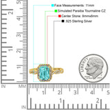 Art Deco Emerald Cut Infinity Wedding Bridal Ring Simulated Cubic Zirconia 925 Sterling Silver