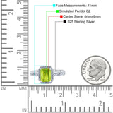 Art Deco Emerald Cut Infinity Wedding Bridal Ring Simulated Cubic Zirconia 925 Sterling Silver