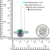 Art Deco Emerald Cut Infinity Wedding Bridal Ring Simulated Cubic Zirconia 925 Sterling Silver