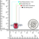 Art Deco Emerald Cut Infinity Wedding Bridal Ring Simulated Cubic Zirconia 925 Sterling Silver