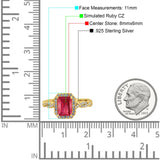 Art Deco Emerald Cut Infinity Wedding Bridal Ring Simulated Cubic Zirconia 925 Sterling Silver