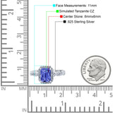 Art Deco Emerald Cut Infinity Wedding Bridal Ring Simulated Cubic Zirconia 925 Sterling Silver