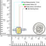 Art Deco Emerald Cut Infinity Wedding Bridal Ring Simulated Cubic Zirconia 925 Sterling Silver