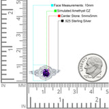 Art Deco Wedding Bridal Ring Marquise Design Round Simulated Cubic Zirconia 925 Sterling Silver