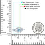 Art Deco Wedding Bridal Ring Marquise Design Round Simulated Cubic Zirconia 925 Sterling Silver