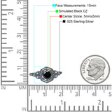 Art Deco Wedding Bridal Ring Marquise Design Round Simulated Cubic Zirconia 925 Sterling Silver