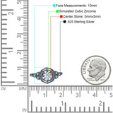 Art Deco Wedding Bridal Ring Marquise Design Round Simulated Cubic Zirconia 925 Sterling Silver