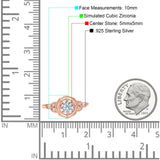Art Deco Wedding Bridal Ring Marquise Design Round Simulated Cubic Zirconia 925 Sterling Silver