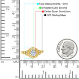 Art Deco Wedding Bridal Ring Marquise Design Round Simulated Cubic Zirconia 925 Sterling Silver